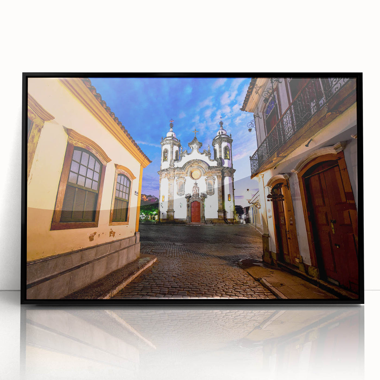 Large abstract wall art of a Brazilian landscape in vibrant hues on a framed acrylic, ideal for modern living room decor.