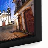Extra large framed canvas featuring a textured, colorful depiction of a Brazilian landscape, ideal for living room decor.