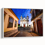 Vintage poster art of a scenic Brazilian landscape on a framed canvas, featuring vibrant, colorful art.