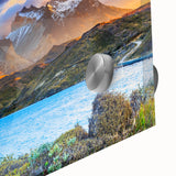 Large abstract wall art depicting South American scenery in muted earth tones on acrylic glass.