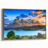 Framed canvas depicting a vintage-style landscape of the Chilean countryside, ideal for bedroom wall art.