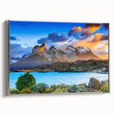 Landscape art painting of a Chilean scenery on a framed canvas.