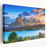 Large canvas print of a Chilean landscape in muted earth tones, ideal for kitchen wall decor.