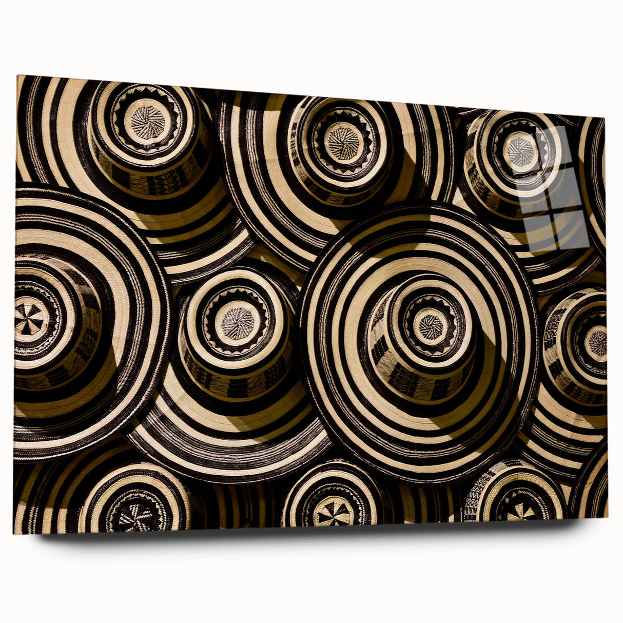 Large abstract acrylic print of a South American landscape in earthy tones, ideal for bedroom or dining room art.