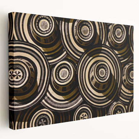 Side view of a stretched canvas featuring a Colombian landscape in earthy tones, ideal for kitchen wall art.