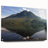 Acrylic print of a large abstract wall art depicting the South American scenery, in muted earth tones.