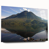 Large abstract wall art print of South America's scenery in muted earth tones on acrylic glass.