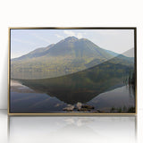 Large art print of a South American landscape in Ecuador, framed in gold acrylic, featuring mid-century modernist style.