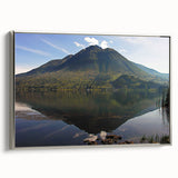 Framed canvas of a vintage-style landscape painting showcasing a colorful Ecuadorian scenery.