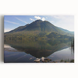 Black and white stretched canvas featuring a South American landscape, ideal for kitchen wall art.