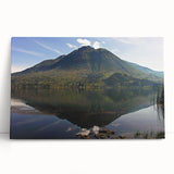 Black and white stretched canvas featuring a scenic view of a South American landscape, ideal for kitchen wall art.