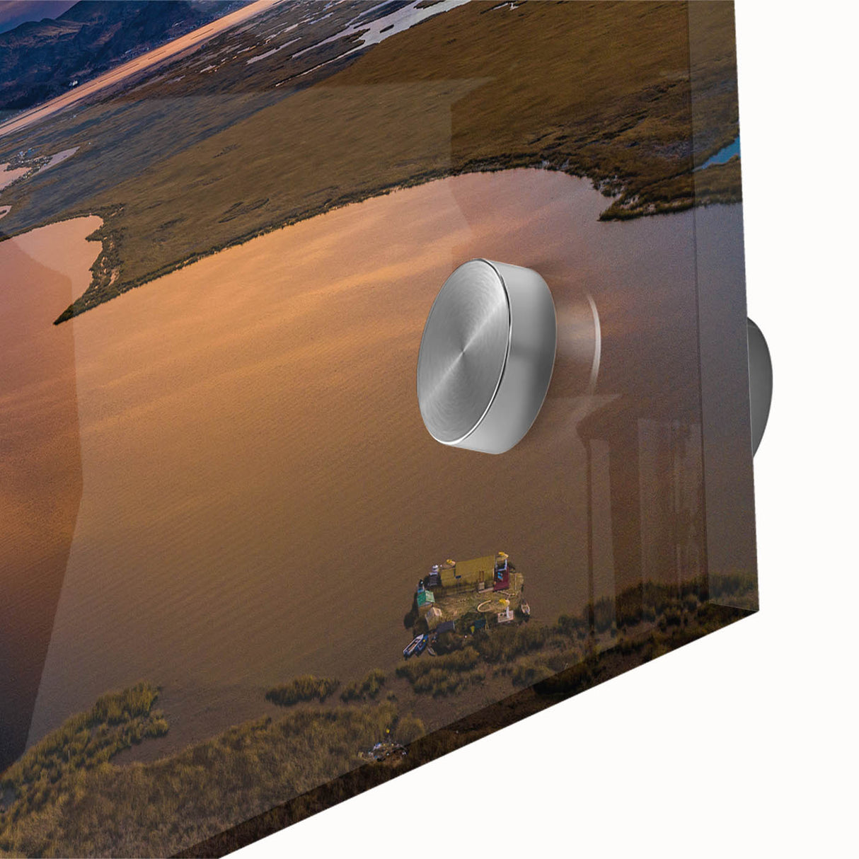 Mid-century modernist style large abstract art print of South American scenery on acrylic glass.