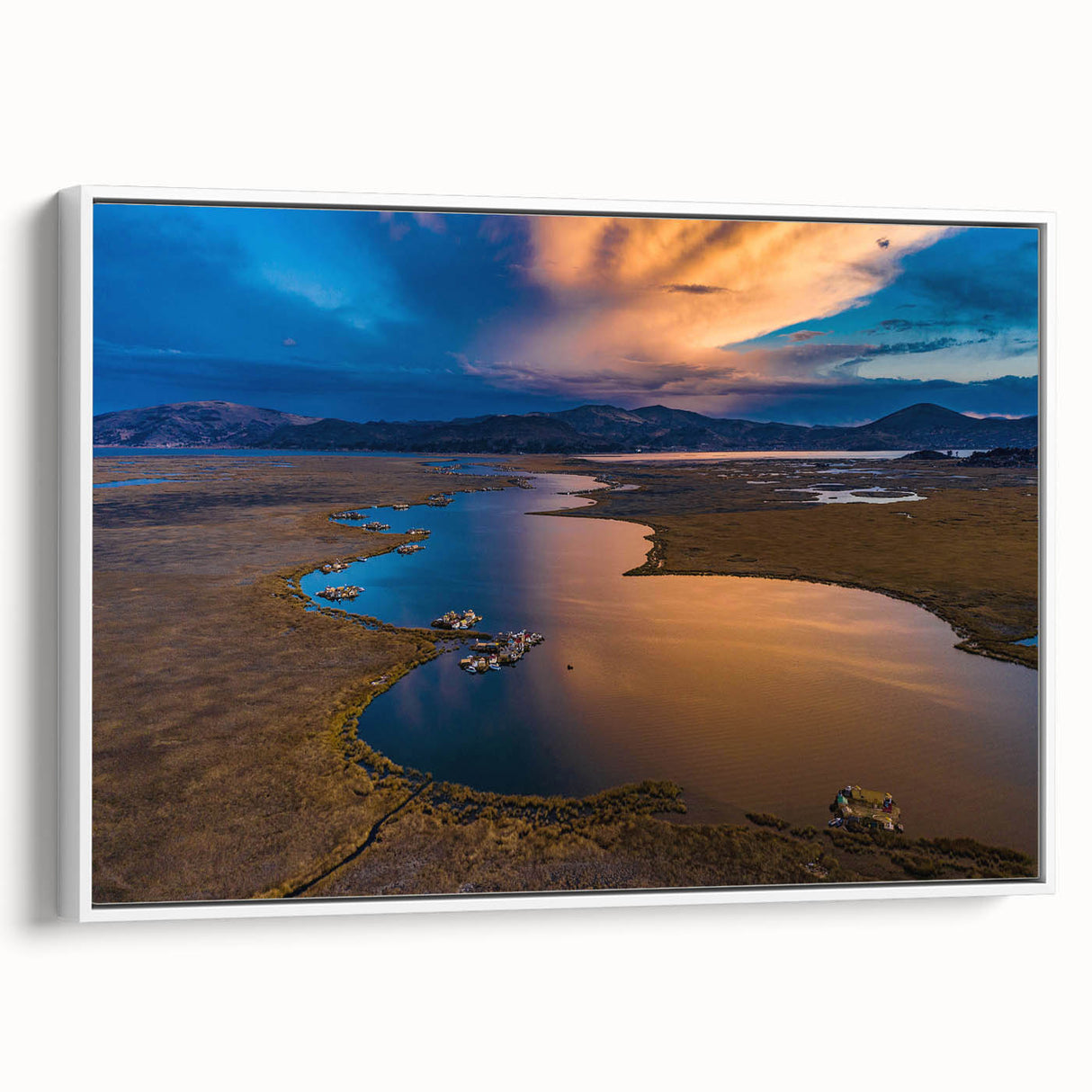 Vintage poster art of a scenic South American landscape in Peru on a framed canvas.