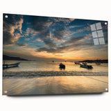 Acrylic print of a large abstract depiction of Venezuelan scenery in vibrant earth tones, ideal for dining room art.
