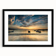 Extra large, textured abstract art print of a colorful Venezuelan scenery on a framed black mat, ideal for living room decor.