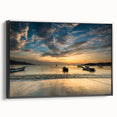 Black and white framed canvas featuring a vintage-style landscape of a Venezuelan scene, ideal for bedroom decor.