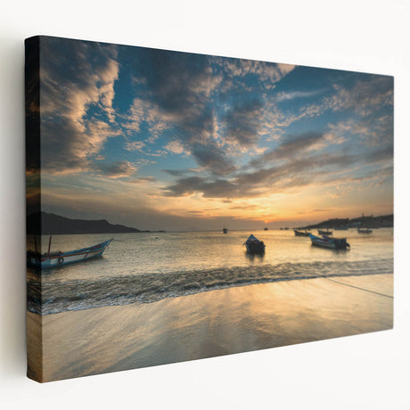 Large stretched canvas featuring a scenic view of a South American Venezuela landscape in muted earth tones.