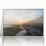 Art deco poster of Alabama scenery on white acrylic, framed, in pastel shades, ideal for nursery wall art.