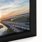Extra large framed canvas depicting a textured Alabama scenery in black with colorful art highlights.