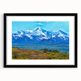 Abstract art print of Denali, Alaska in vibrant, colorful hues on a textured, extra large canvas.