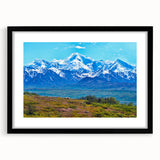 Abstract art print of Denali, Alaska in vibrant, colorful hues on a textured, extra large canvas.