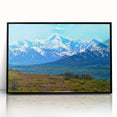 Large abstract wall art depicting Denali, Alaska in black and white tones on a framed acrylic.