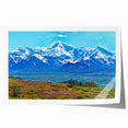 Extra large rolled print of Denali, Alaska scenery in muted earth tones, suitable for dining room wall art.