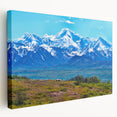 Large canvas print featuring Denali National Park in Alaska, with muted earth tones, ideal for kitchen wall art.