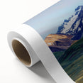 Art deco poster of Alaska scenery in pastel shades on rolled canvas, ideal for nursery wall art.