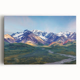 Black and white photograph of Alaskan landscape on stretched canvas, ideal for kitchen wall art.