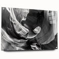 Large abstract depiction of Antelope Canyon in Arizona on acrylic glass, featuring earthy red and orange tones.