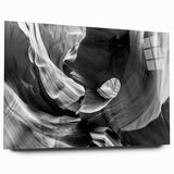 Large abstract depiction of Antelope Canyon in Arizona on acrylic glass, showcasing earthy red and orange tones.