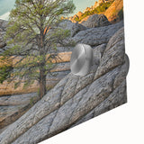 Large abstract depiction of Arizona's Coyote Buttes in muted earth tones on acrylic glass, ideal for dining room art.