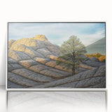 Acrylic print of Coyote Buttes in Arizona with earthy red and orange tones, framed in white.