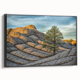 Black and white framed canvas of Coyote Buttes in Arizona, ideal for bedroom landscape art.