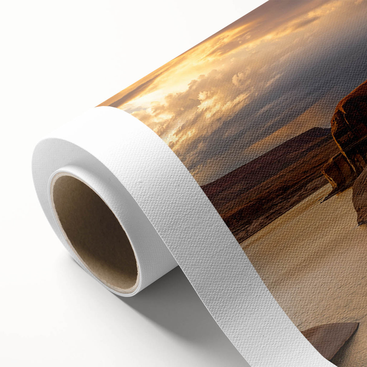 Art Deco poster of Lake Powell featuring soft blue and beige tones on rolled canvas, ideal for nursery wall art.