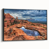 Black and white framed canvas of Sedona landscape, ideal for bedroom wall art.
