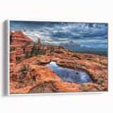 Vintage poster art of Sedona, Arizona, featuring colorful landscape on extra large framed canvas.