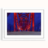 Abstract art print of Arkansas scenery in muted earth tones, framed with a white mat, suitable for dining room decor.