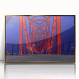 Mid-century modernist style Arkansas scenery on a large acrylic print, framed in gold, suitable for modern art wall decor.