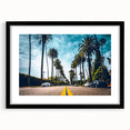 Abstract art print depicting a vibrant, colorful California landscape on a textured, extra large canvas.