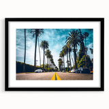 Abstract art print depicting a vibrant, colorful California landscape on a textured, extra large canvas.