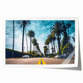 Extra large rolled print depicting Beverly Hills scenery with vibrant floral elements, suited for art wall dining room.