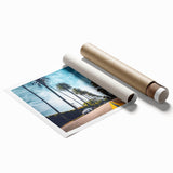 Extra large rolled print of Beverly Hills scenery with vibrant floral elements, ideal for classy bathroom wall art.