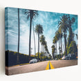 Large art of Beverly Hills scenery in muted green and beige tones on stretched canvas, ideal for kitchen wall art.