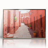 Mid-century modernist art featuring the Catalina, California scenery on a silver-framed acrylic print.