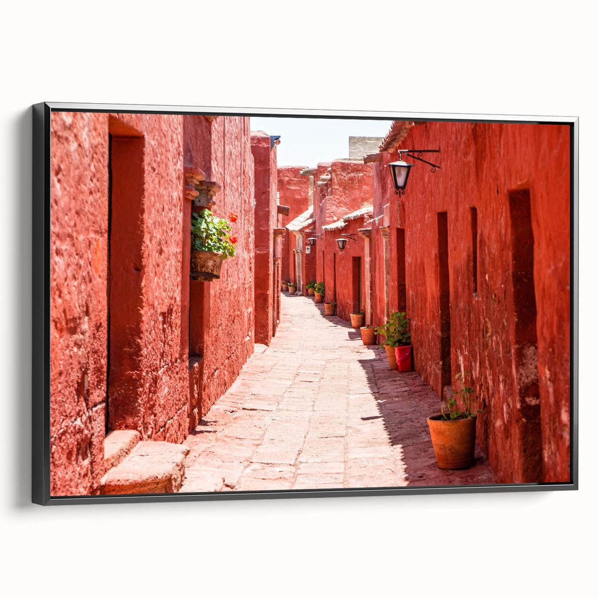 Black and white framed canvas of Catalina, California landscape in vintage poster style, ideal for bedroom decor.