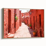 Framed canvas featuring a vintage-style landscape of Catalina, California in muted gold and black tones.