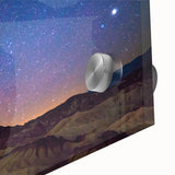 Mid-century modernist style large abstract art print of Death Valley on acrylic glass, in muted earth tones.