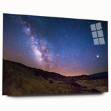 Large abstract wall art of Death Valley scenery in muted earth tones on acrylic glass.